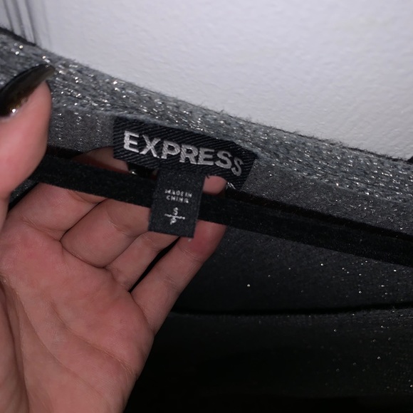 Express Shimmery Vneck Circle Hem Sweater - Picture 2 of 2